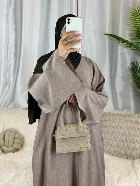 Cotton Linen Closed Abaya Dress Turkey Casual Plain Abayas for Women Dubai Luxury Ramadan Islamic Kaftan Muslim Hijab Robe
