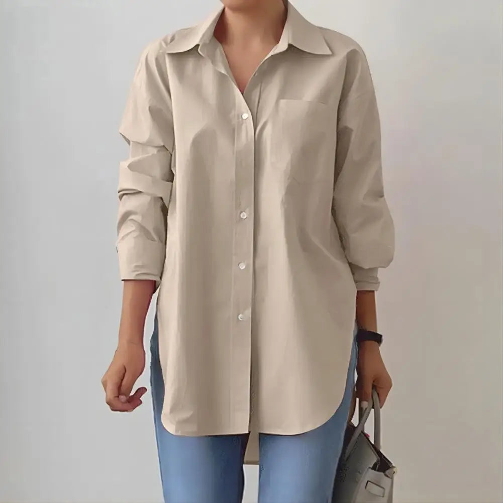Women Long Sleeve Shirt  Long Sleeve Shirt Stylish Women's Spring Shirt with Turn-down Collar Long Sleeve