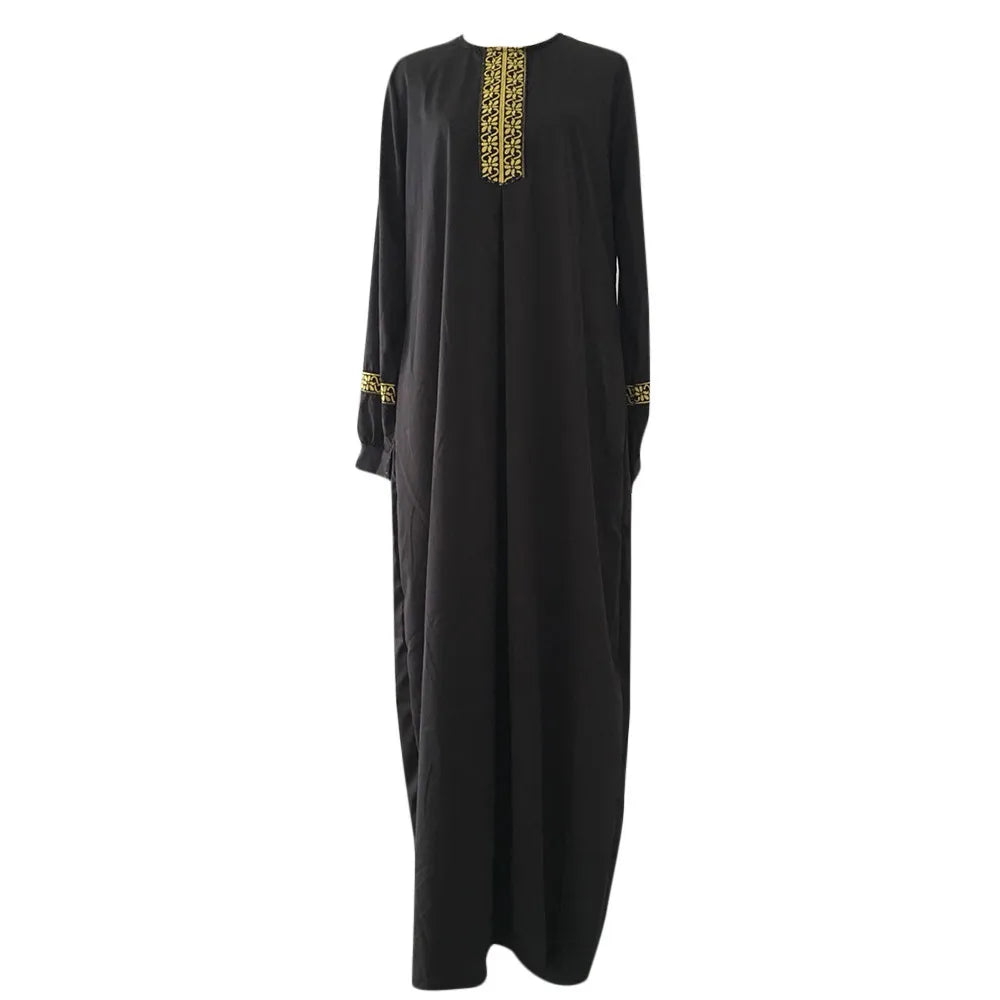 Long Muslim Dress Embroidery Kaftan Plus Size Casual Abaya Dress Muslim Clothes Dress Women Musulmane Vestidos Largos