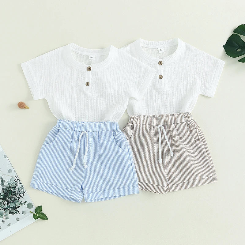 Toddler Baby Girls 2Pcs Summer Outfits Short Sleeve T-Shirt Tops Elastic Waistband Shorts Set Clothes 6M-4Y