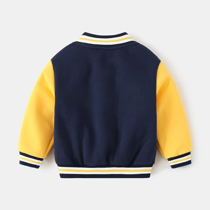 Boys Baseball Uniform Outwear Autumn Winter Casual Thicking Letter Print Cotton Coats V-Neck Children Outfits For Boys  kids