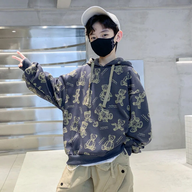 Boys Loose Pullover Hoodie Clothes for Teens Fashion Boys Sweatshirt Hoodies Casual Streetwear Harajuku Cool kids