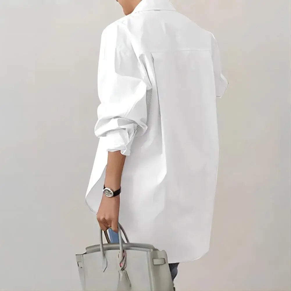 Women Long Sleeve Shirt  Long Sleeve Shirt Stylish Women's Spring Shirt with Turn-down Collar Long Sleeve
