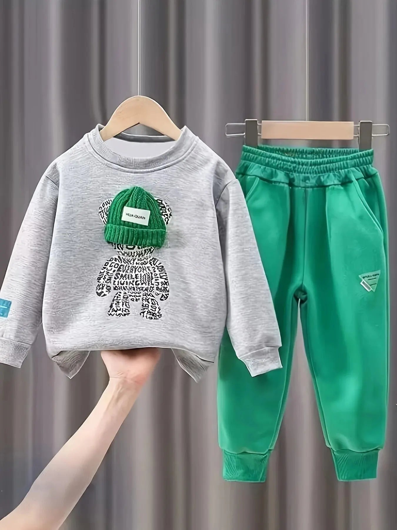 Children Spring Autumn Clothes Sets for Boys Pullover+Pants 2pcs Outfits Cartoon Bear Sweater and Trousers Suit Kids Loungewear