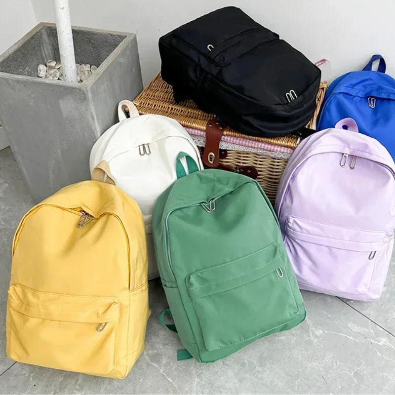 High Quality  Waterproof Nylon Women Backpack Female Travel Bag Backpacks Schoolbag for Teenage Girls Solid Color Bookbag