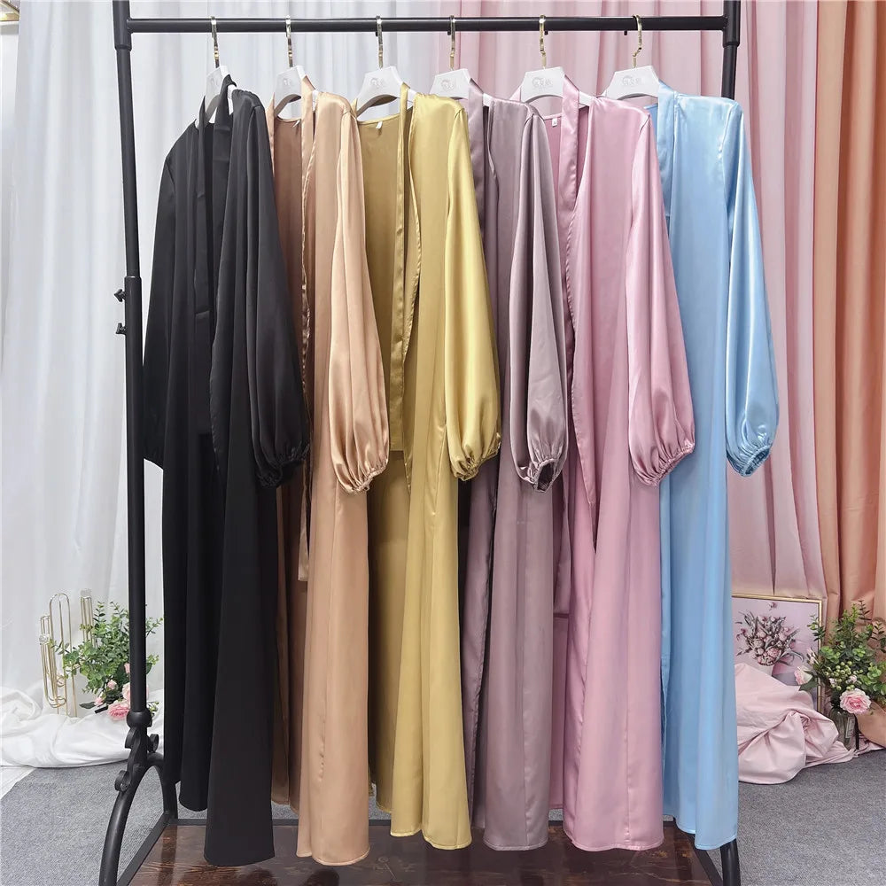 Muslim Fashion Clothes Women Abaya Dubai Arab Puff Sleeves Lace-up Ramadan Dress Jilbab Hijab Robe Turkey Caftan Marocain Abayas