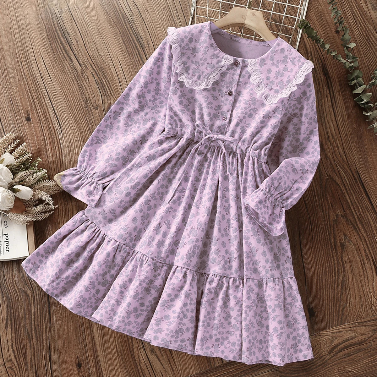 Baby Girls Dresses for Kids Clothing Flower Long Sleeve Teenagers School Costume Elegant Dress Children Vestido