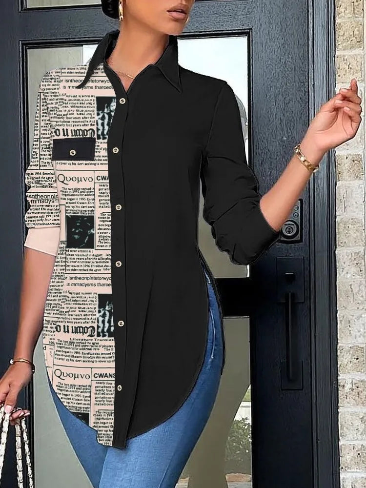 women Button Shirts Top For Women Autumn Long Sleeves Casual Slim Shirt Clothes Irregular Tops