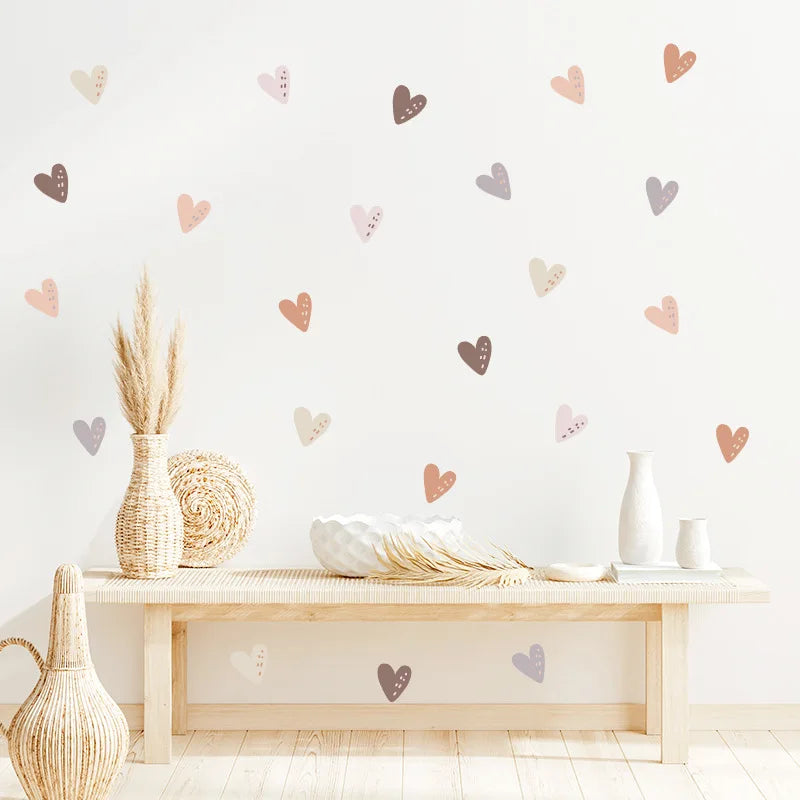 Wall Decal for Girls Bedroom 12/24pcs  Rainbows Heart Wall Stickers for Nursery Kids Room Home Living DIY Decorations