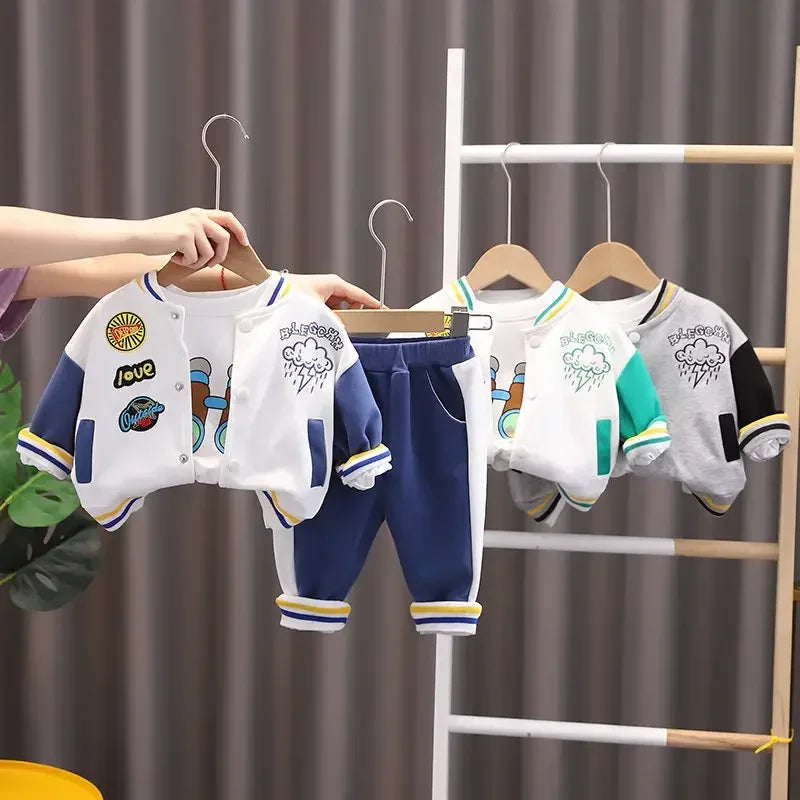 New Spring Autumn Children Boys Clothes Kids Clothing Suit Jacket Coat Pants Infant Cotton Tracksuits