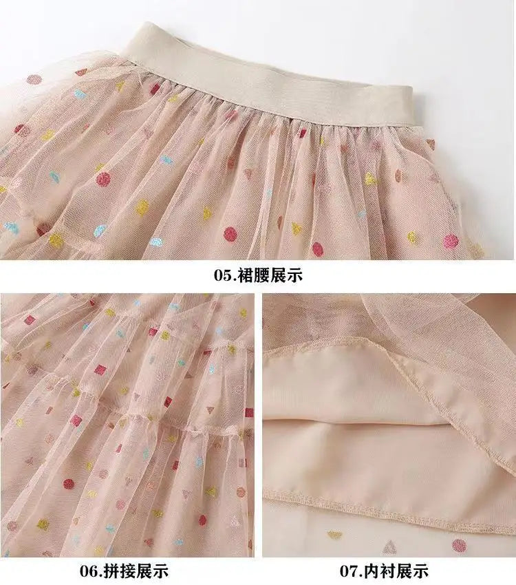 Fashion Girls Dress Summer Kids T-shirt + Dress 2PCS School Casual Children Short Sleeve Dresses For Girl Teen