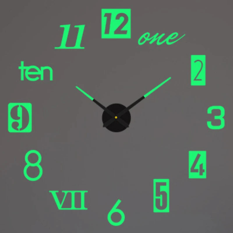 Modern Design Large Wall Clock 3D DIY Quartz Clocks Fashion Watches Acrylic Mirror Stickers Living Room Home Decor Horloge