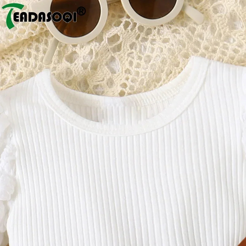 Newborn Baby Girl Clothes Sets Plaid Bubble Pit Long Sleeve Tops Bowknot Layered Short Skirt 2Pcs Sets Kids Girls Outfits3-24M