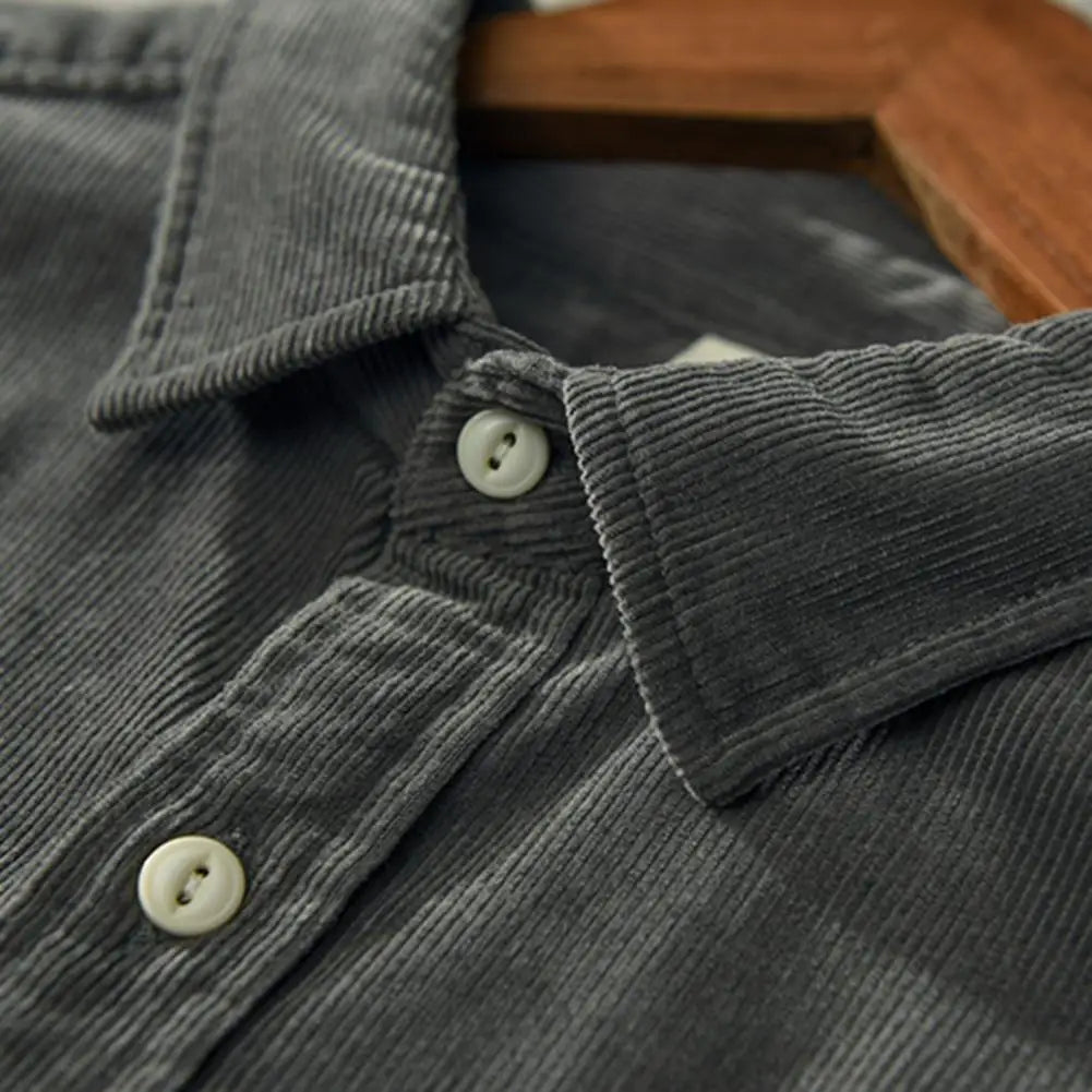 Corduroy Shirt Men's Cargo Jacket Casual Spring Autumn Loose Coat Spring Cardigan Turn-down Collar Spring Shirt camisa masculina