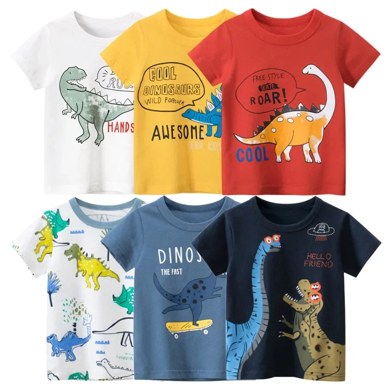 Dinosaur T-Shirts for Boys  Summer New Cartoon Tops Kids Clothes Children Fashion Short Sleeve Cotton Tee Shirt
