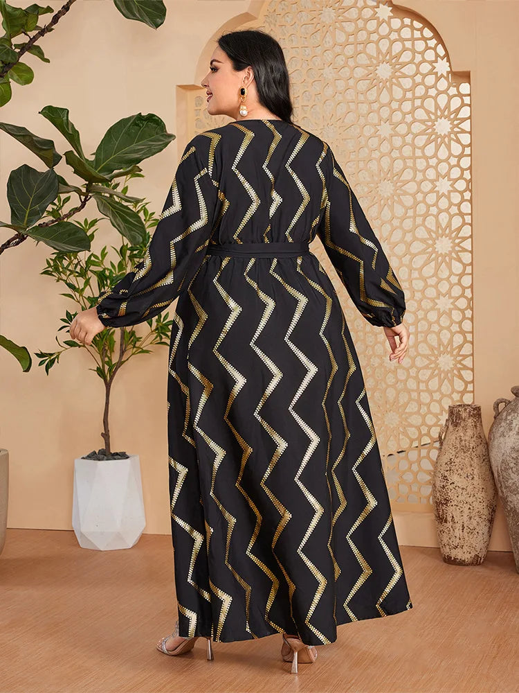 Kaftan Women Lapel Maxi Dress Dubai Abaya Caftan Eid Djellaba Robe