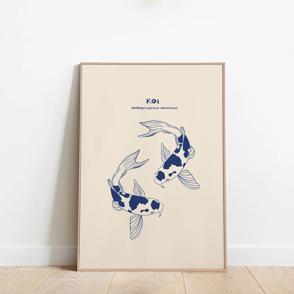 Classic Koi Fish Painting Prints Japanese Style Canvas Posters Modern Wall Art Pictures for Living Room Home Decoration Cuadros