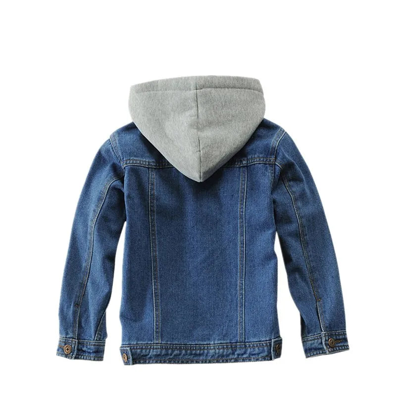 Big Boys Distressed Denim Jacket Ripped Hoodie Kids Jean Outerwear For Children's Cowboy Coat CC242