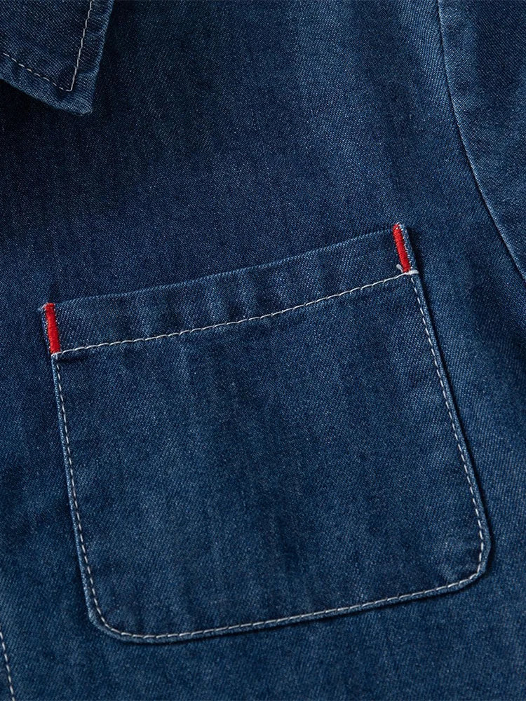 Kids Boys Denim Shirts Toddler Solid Color Blue Casual Long Sleeve Pocket Cowboy Tops Children Fashion Outfits
