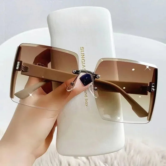 Vintage Square Sunglasses Woman Classic Retro Gradient Mirror Frameless Sun Glasses Female