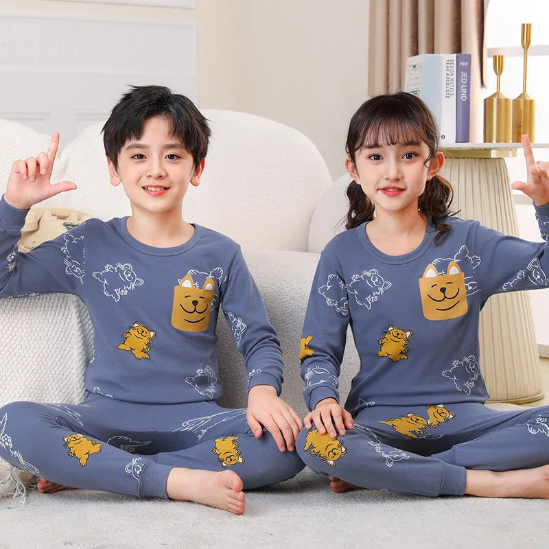 Boys Girls Pajamas Autumn Animal Panda Children's Clothing Sleepwear Cotton Pyjamas Sets For Kids 2 4 6 7 8 10 12 Years