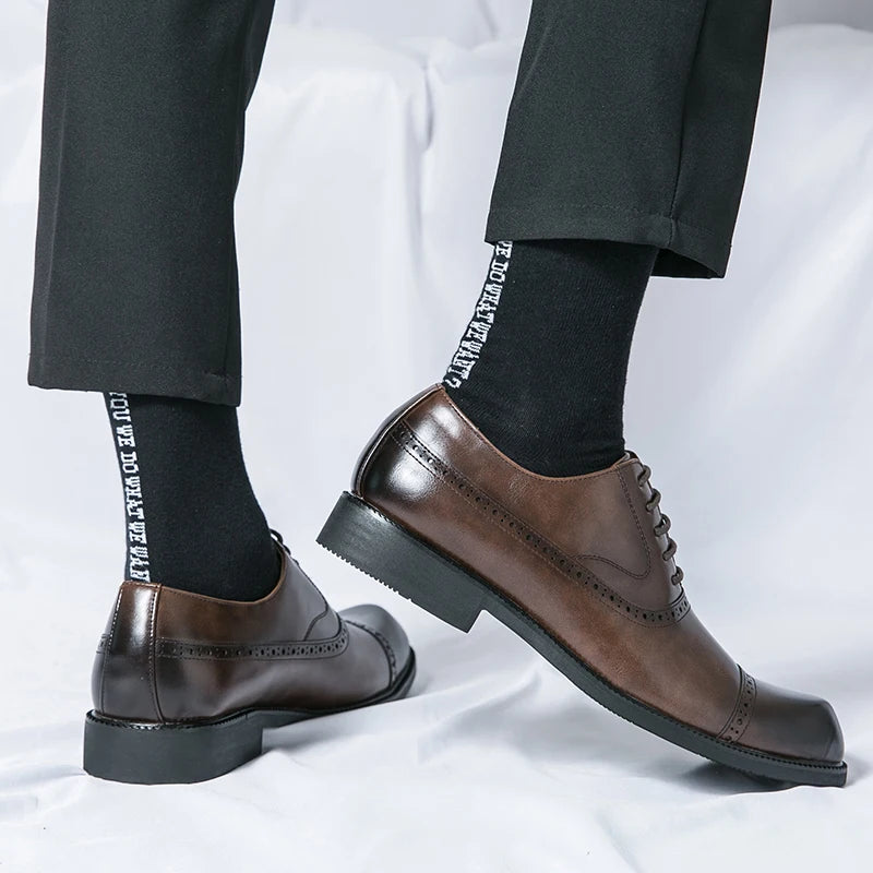 Luxury Men's  Business Leather Shoes Formal Black Dress Shoes male Oxford Wedding Office Shoes