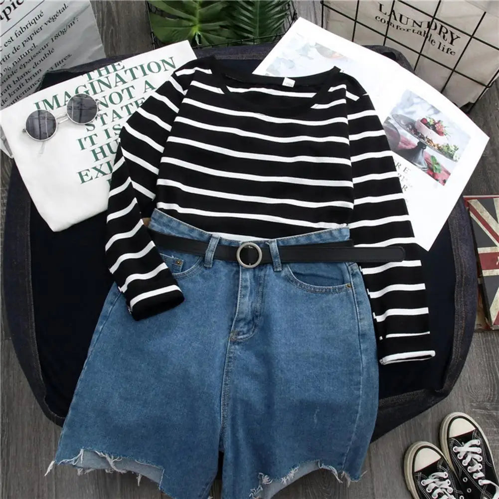 Women Blouse Popular Versatile Long Sleeves Streetwear Bottoming Shirt Autumn T-shirt