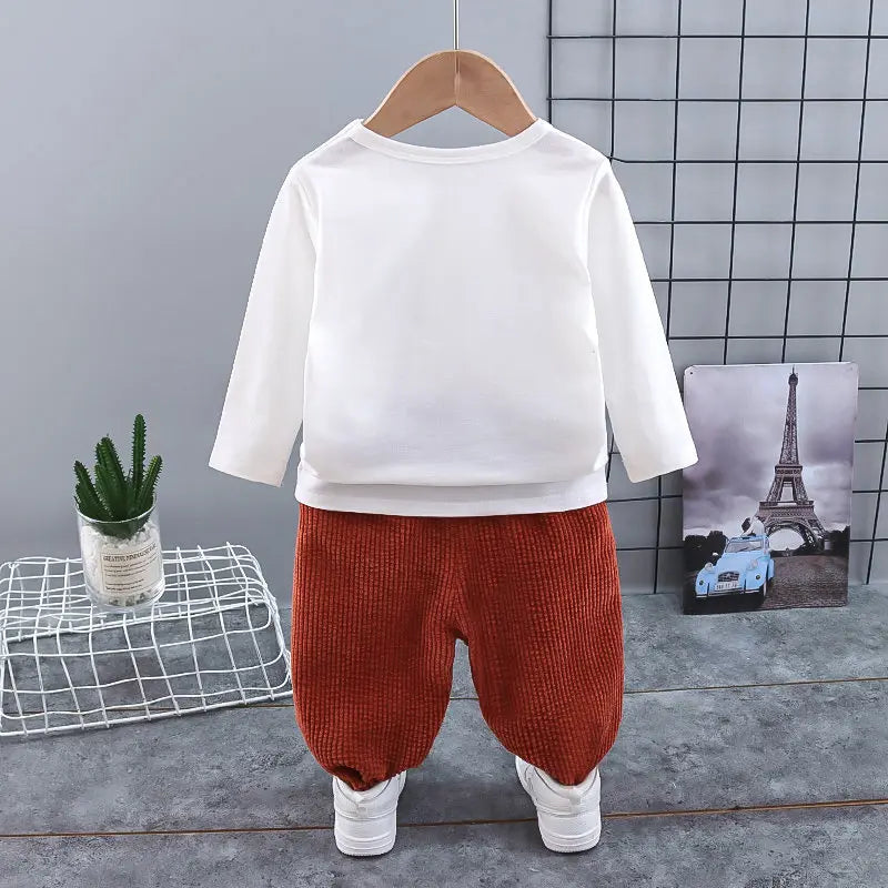 Spring Baby Children Clothes Suit Boys Corduroy Coat T Shirt Pants 3Pcs/Set Kids Toddler Fashion Cotton Tracksuits