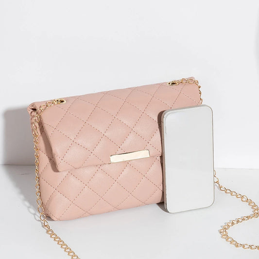 New Lattice Women Shoulder Bag Female Embroidered Small Square Bag PU Leather Crossbody Bags Handbag and Purses Phone Bags