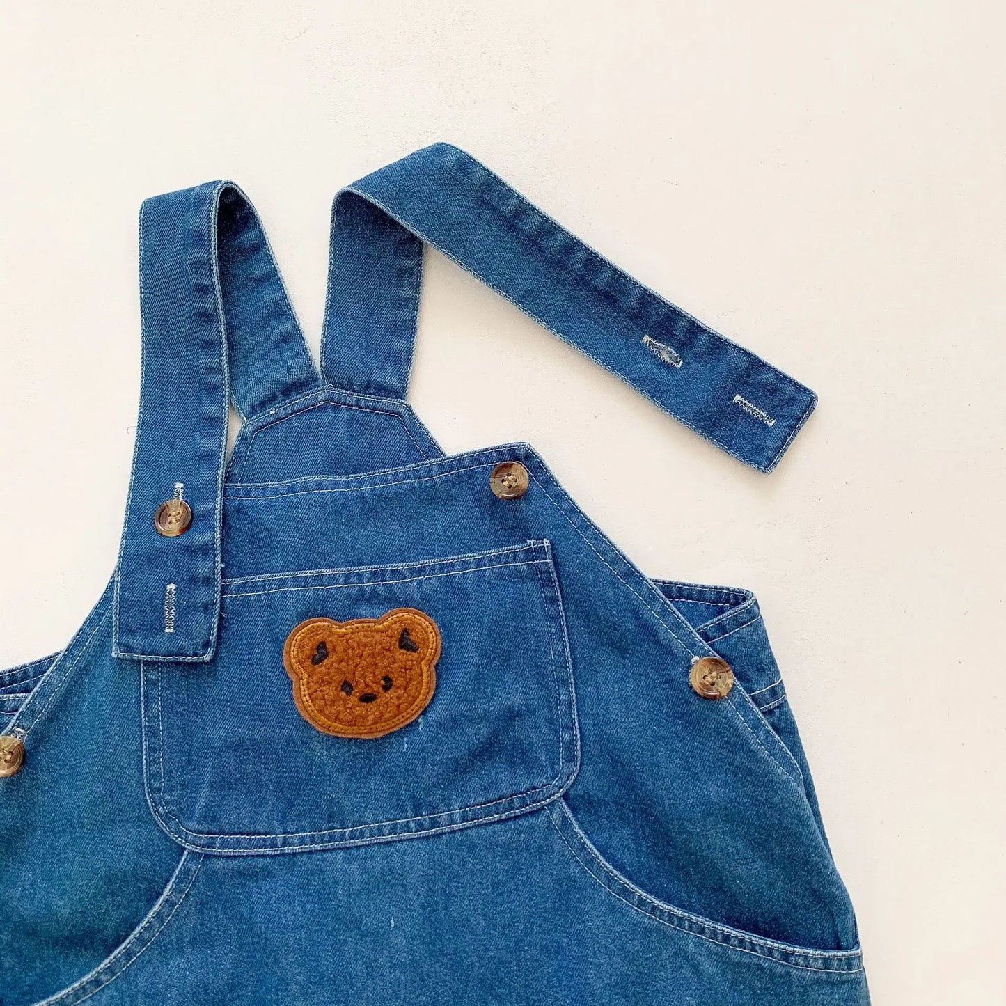 Baby Spring Autumn Clothes Bear Embroidery Denim Jumpsuit Black Striped Bottoming T shirt Baby Boys Girls Cute Set