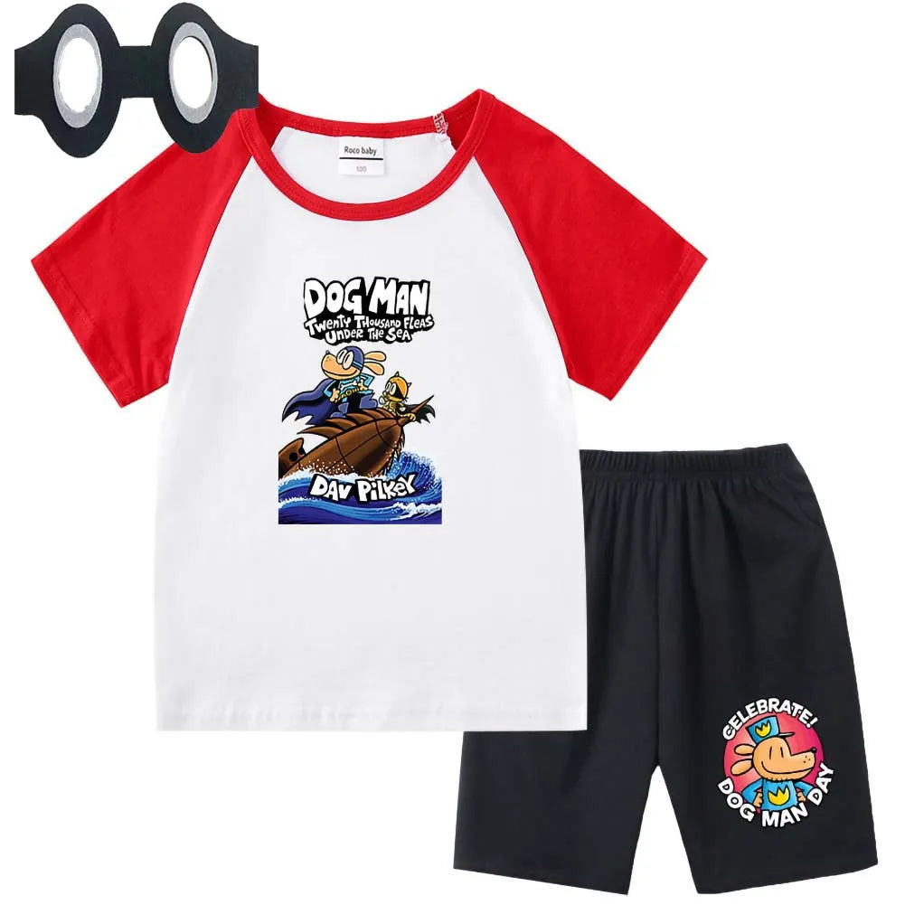 Hot Sale Cartoon Kids TShirt Shorts Mask 3PCS Captain Underpants DogMan Baby Boys Girls Clothe Summer Children Cotton T-Shirt