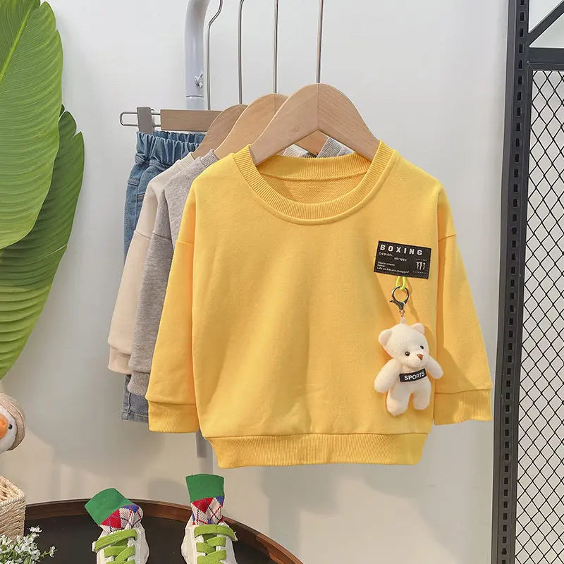 Spring Baby Boys Children Clothing Toddler Tracksuits Clothes Long Sleeve Cartoon T-shirt Jeans Set Cotton Suits