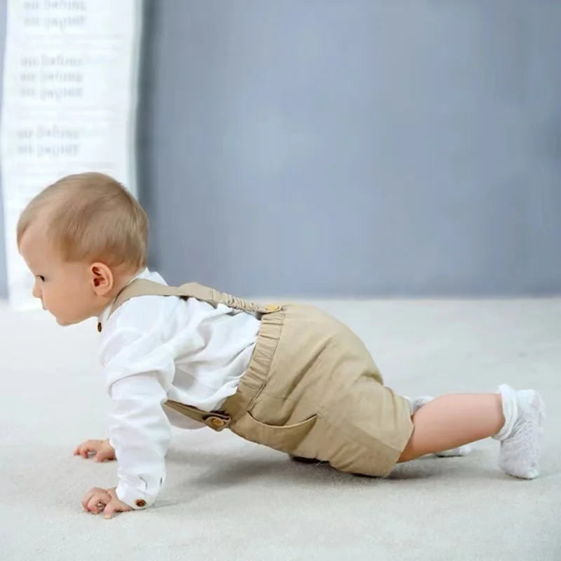 Baby Boy Clothe Set Cake Sash Outfit Dsetruction Shirt Suspenders Shorts Children' 1st Birthday Party Newborn Photograph Outfits