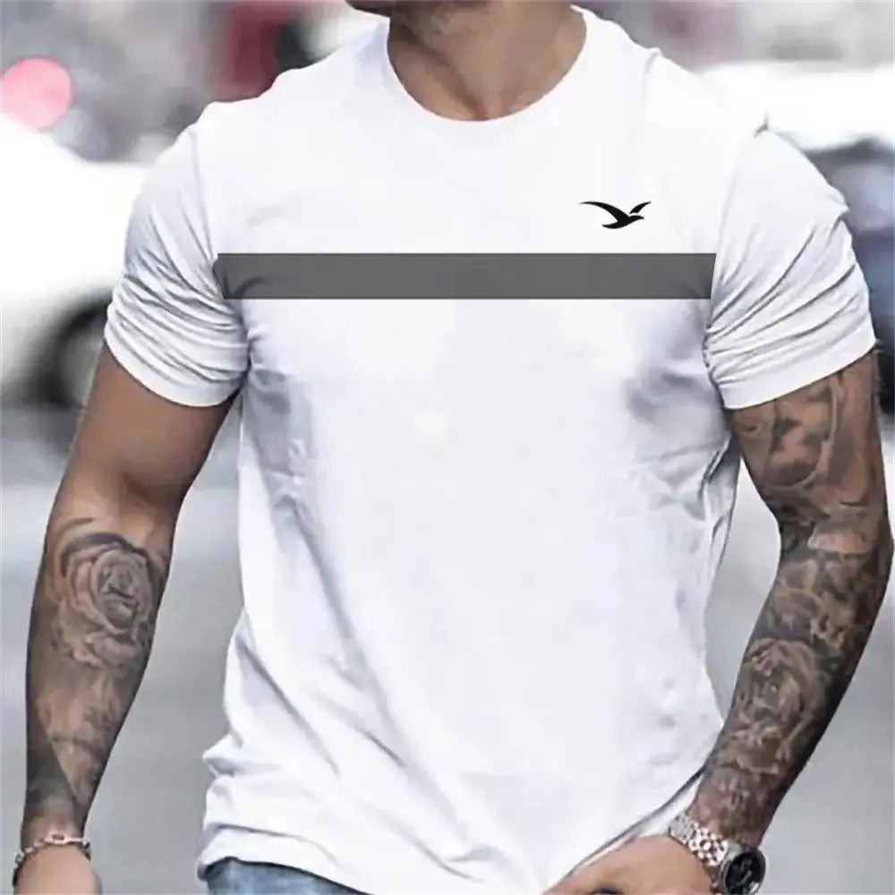 Casual Striped T Shirt For Men Short Sleeve Tops Oversized T-Shirts O-Neck Pullover Street Men's Shirts Tee Summer Apparel