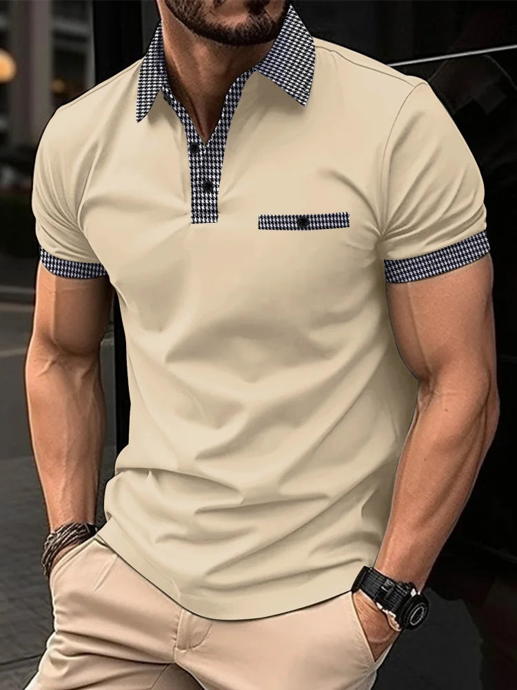 Summer New Men's Casual Short-Sleeved Polo Shirt Office Fashion Stand Collar T-Shirt Men's Breathable Polo Shirt Men's Clothing