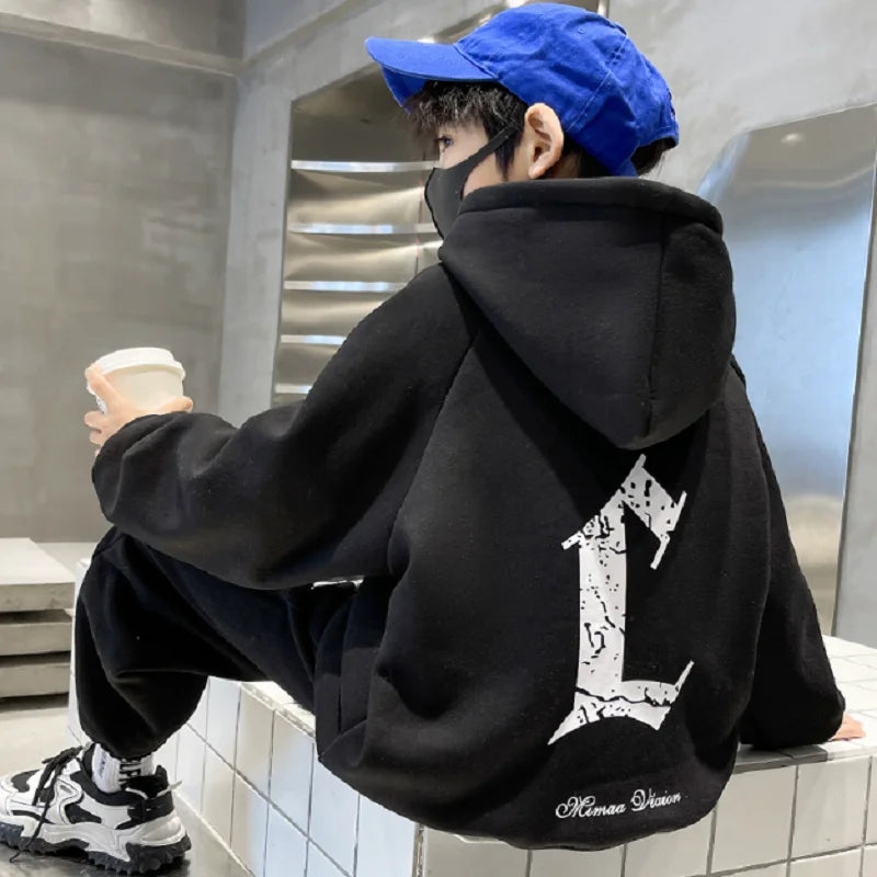 Spring Autumn Kids Clothes Boy 2Pcs Sets Sports Suit Children Tracksuit Boys Long Sleeve Letter Hoodies Pant Suit for Boy 5-15Y
