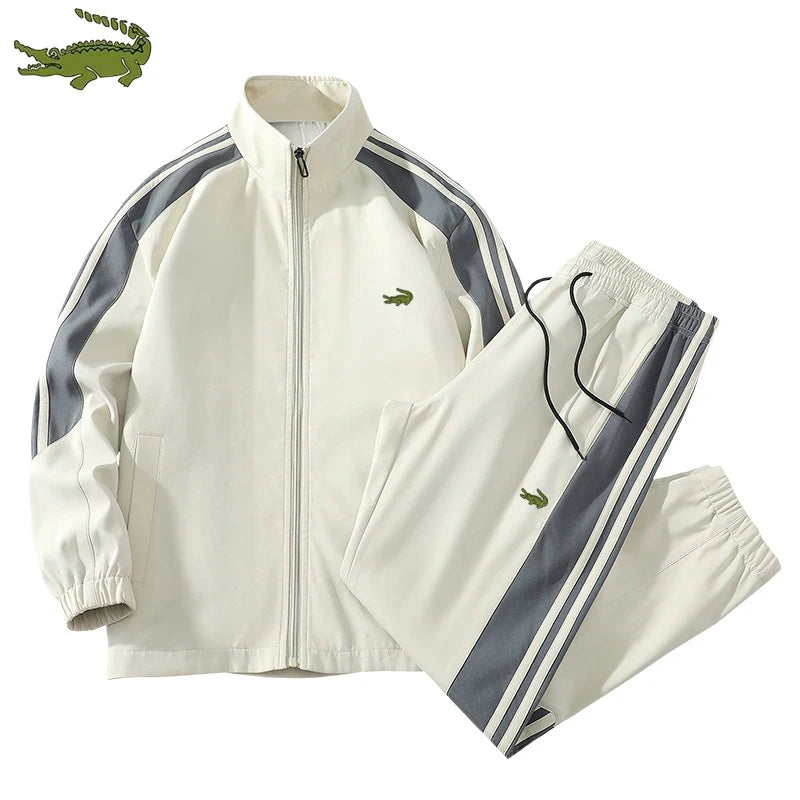 Autumn Men Casual Embroidery Sets Men's Jacket + Pants Solid Suit Sportswear Fashion Tracksuit Set Male Brand Jackets set