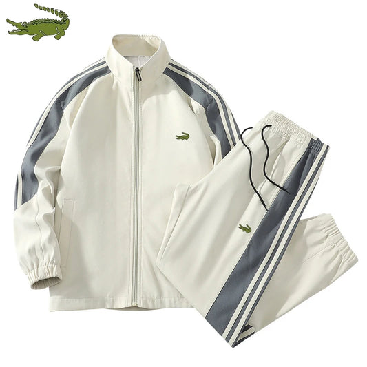 Autumn Men Casual Embroidery Sets Men's Jacket + Pants Solid Suit Sportswear Fashion Tracksuit Set Male Brand Jackets set