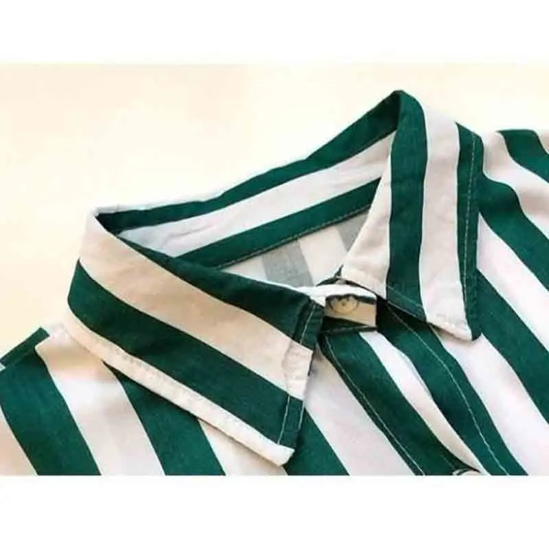 Korean Oversized Women Clothing Striped Shirt Spring Autumn New Fashion Youth Chic Pretty Loose Long Sleeve Basic Casual Blouse