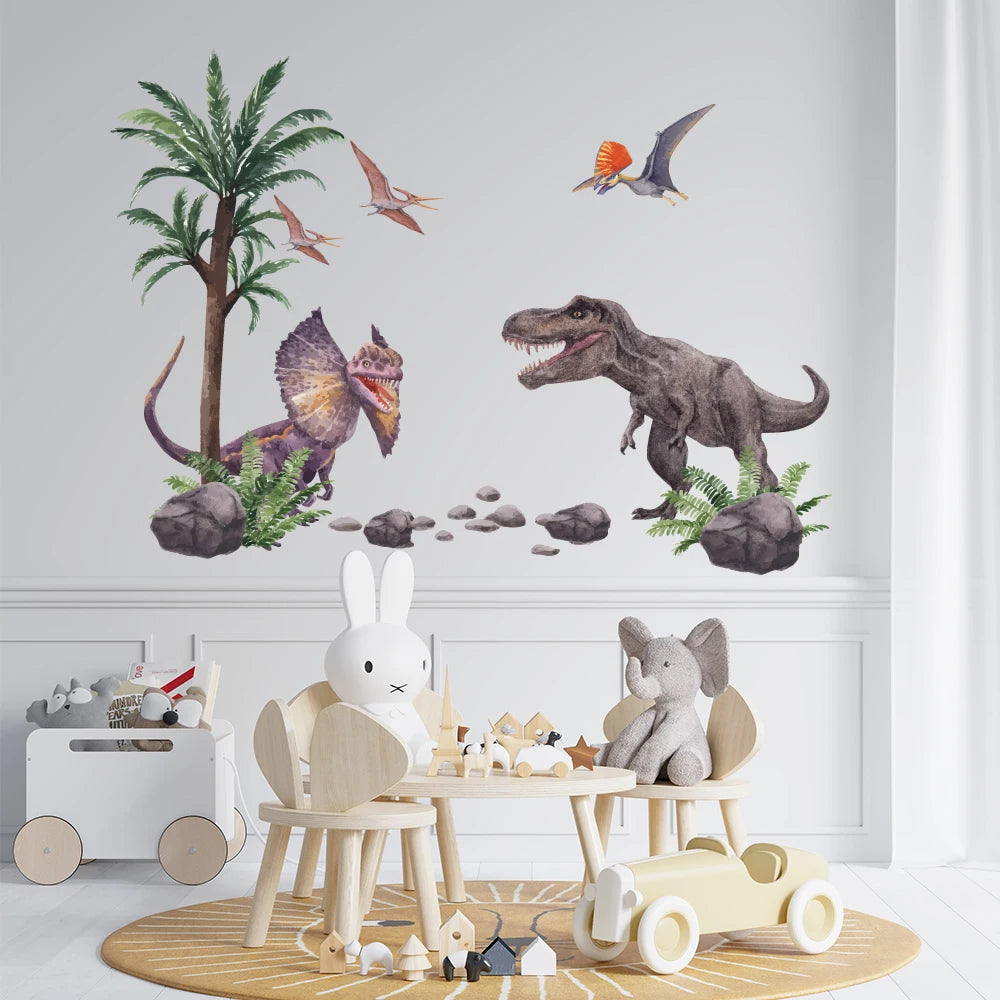 Cartoon Dinosaur Park Wall Sticker For Kids Room Decoration Mural Decor Vinyl Decals For Home Decor  Wall Decor