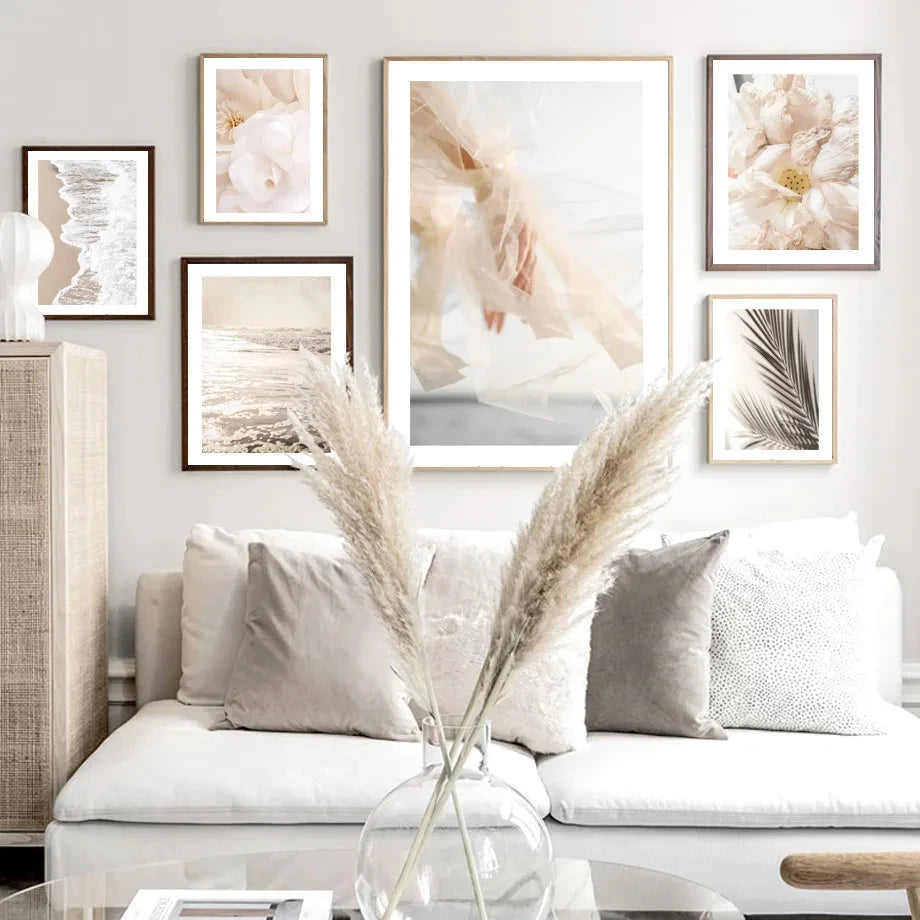 Beige Flower Beach Landscape Picture Bohemia Poster and Print Nordic Home Decor Wall Art Canvas Painting for Living Room Design