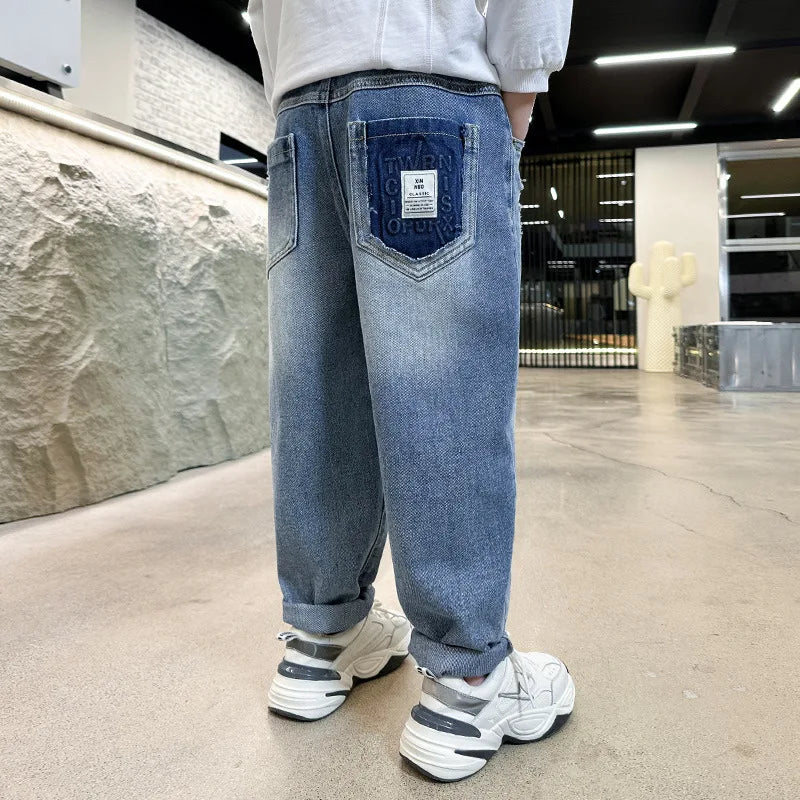 New Jeans for Kids Boy Ripped Denim Pants Teen Children Harem Pants Spring Autumn Fashion Casual Trousers