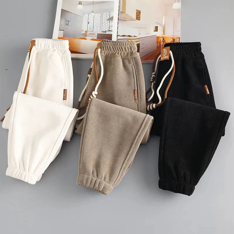 Autumn Winter Fashion Harajuku Kawaii Boy's Pants Solid Girls Trousers All Match Cute Kids Bottom Casual Sports Children Clothes