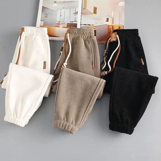 Autumn Winter Fashion Harajuku Kawaii Boy's Pants Solid Girls Trousers All Match Cute Kids Bottom Casual Sports Children Clothes