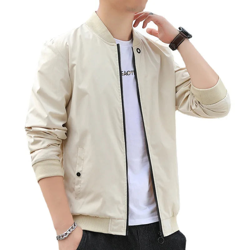 Men's Autumn Baseball Uniform Youth Stand Collar Fashion Casual Thin Jacket