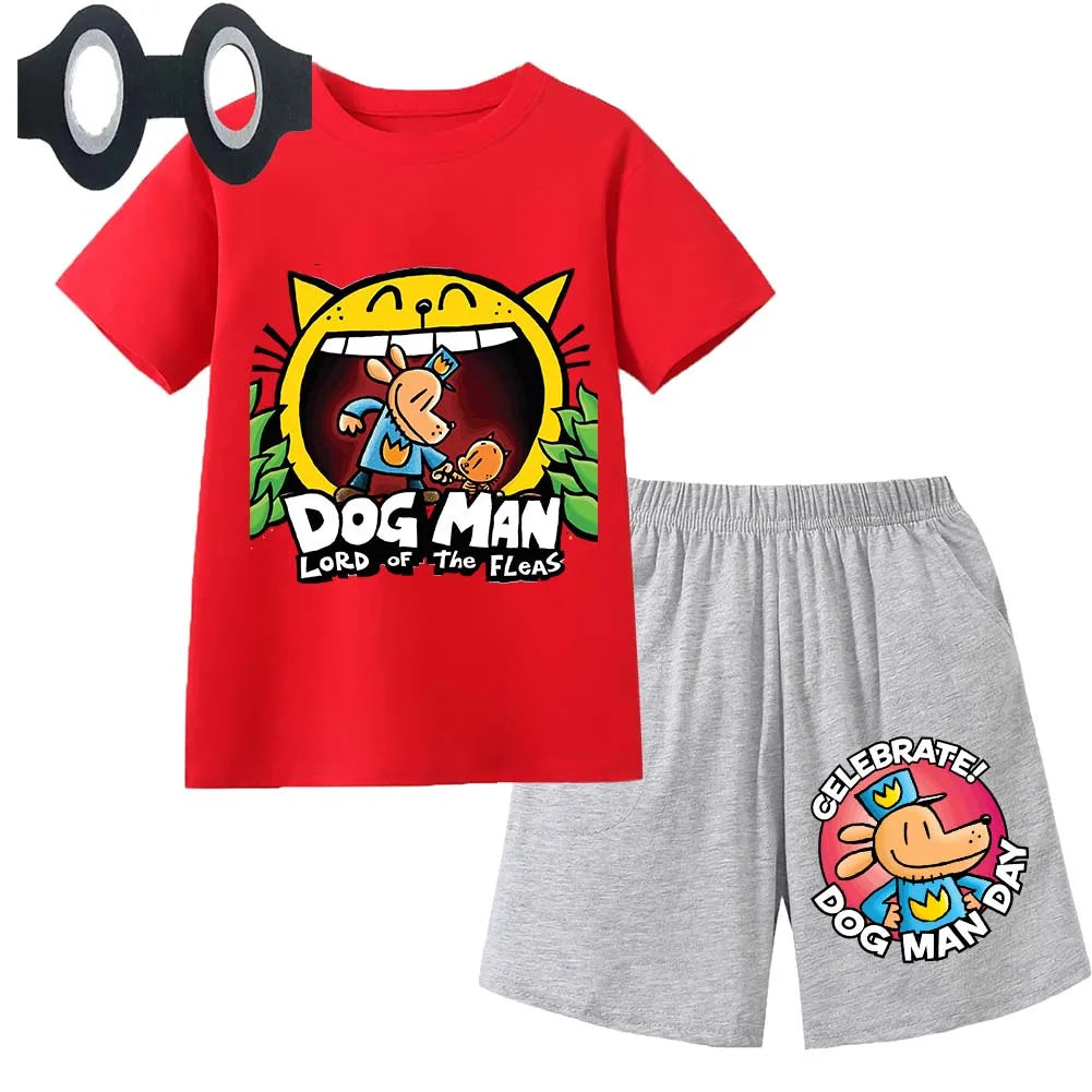 Hot Sale Cartoon Kids TShirt Shorts Mask 3PCS Captain Underpants DogMan Baby Boys Girls Clothe Summer Children Cotton T-Shirt