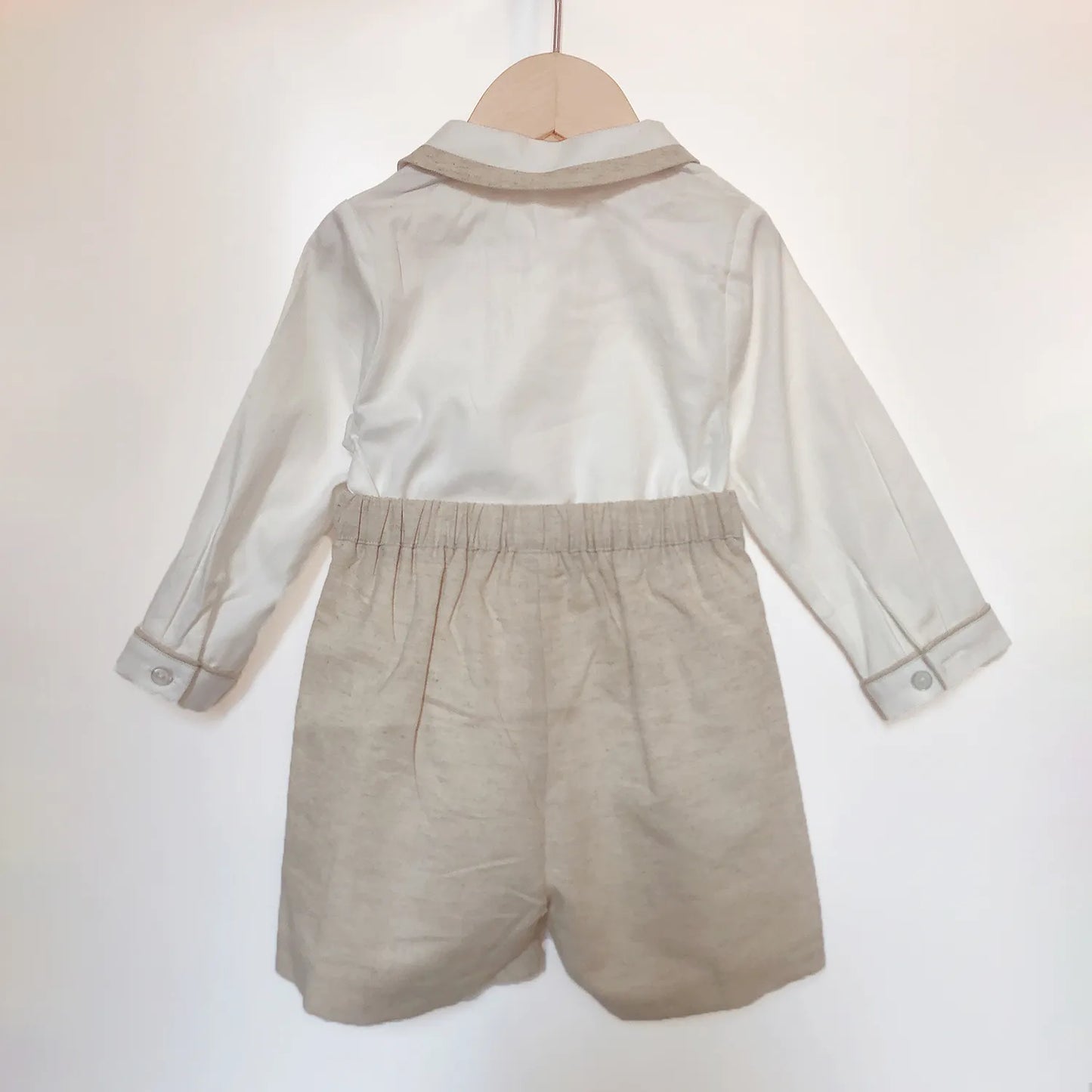 Children Boutique 2Pcs Clothing Boy Spanish Set Cotton Linen Khaki Long Sleeves Suit Outfit Breathable Eid Birthday Clothes kids