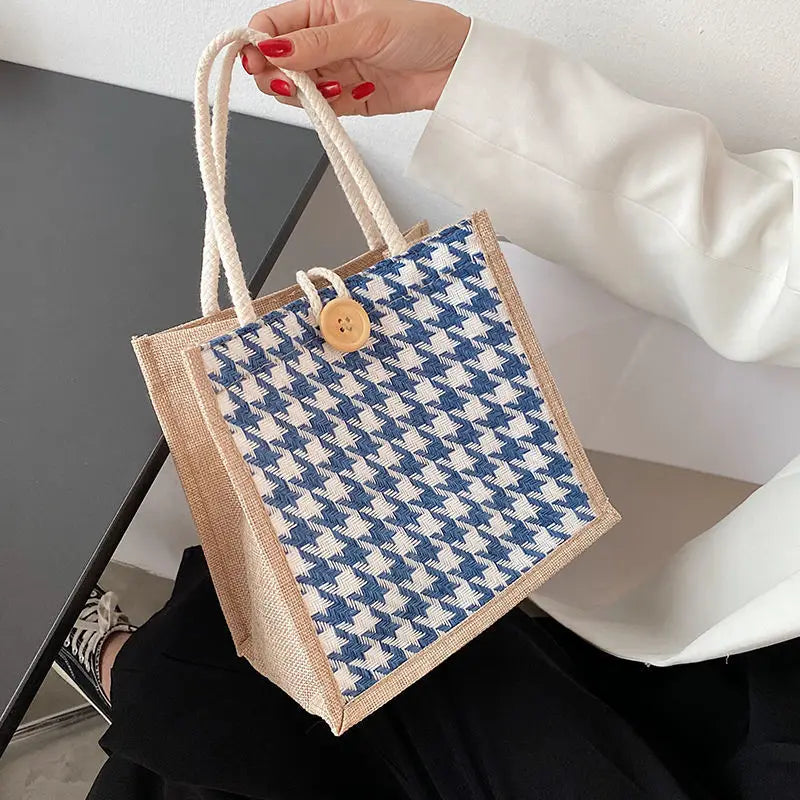Linen Fashion Ins Large Capacity Food Storage Tote Bag Functional Portable Travel Picnic Outdoor Lady New