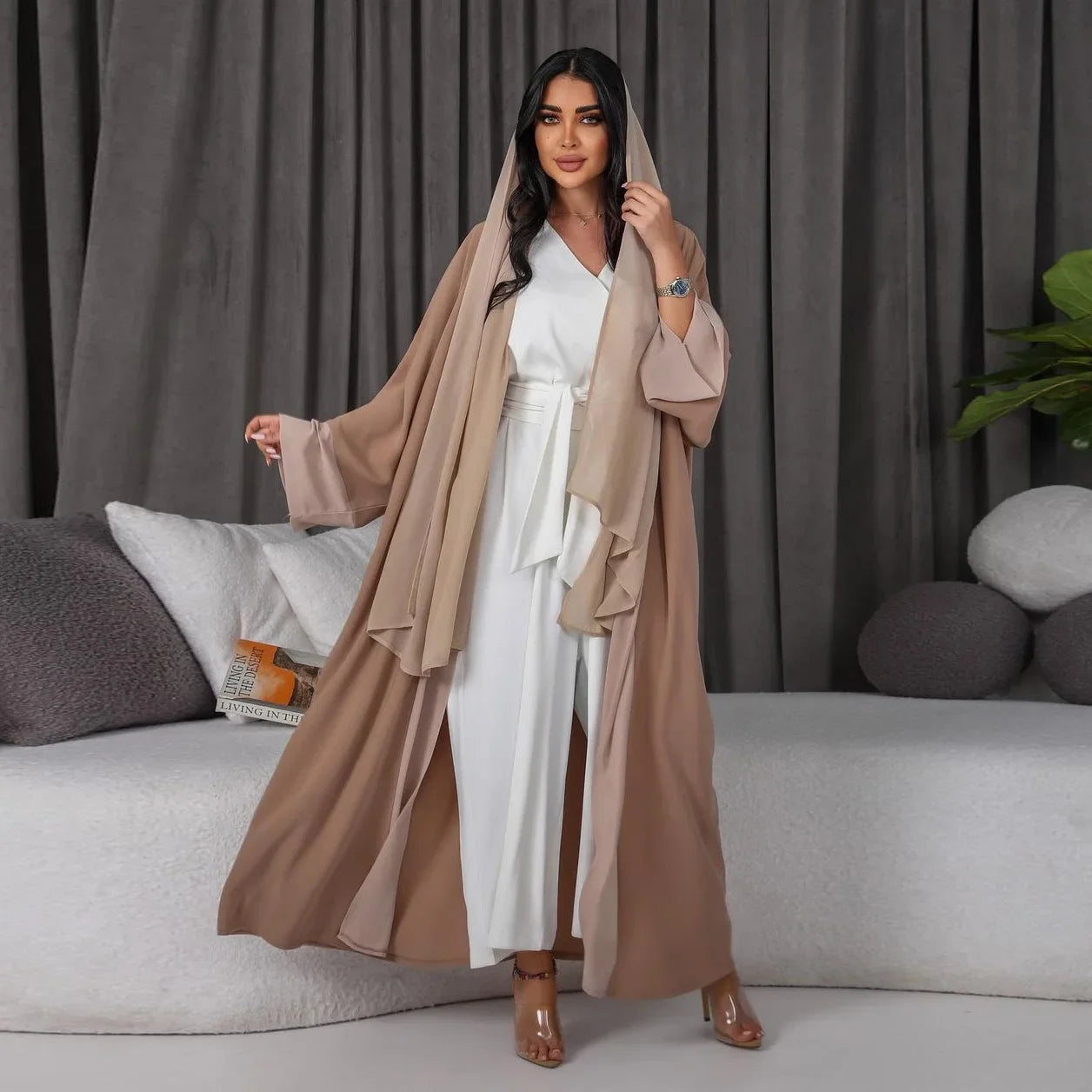 Ramadan Eid Muslim Kimono Abaya Islam Arabic Kaftans Chiffon Abayas for Women Clothing Jumpsuit Outwear Cardigan