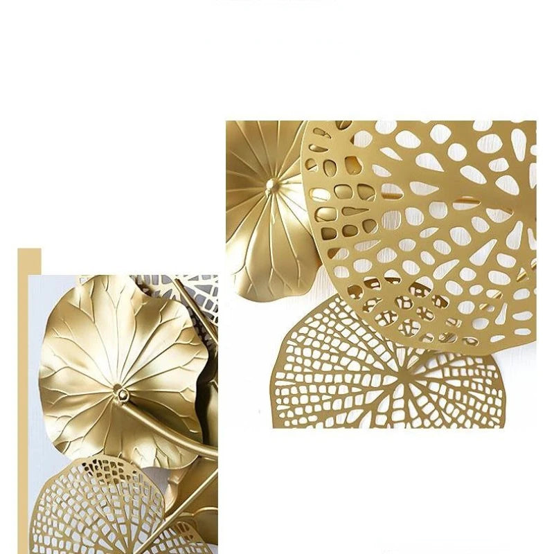 Nordic Creative Light Luxury Style Iron Art Decoration Golden Metal Large Wall Ornament Simple Hanging Pendant Home Accessories